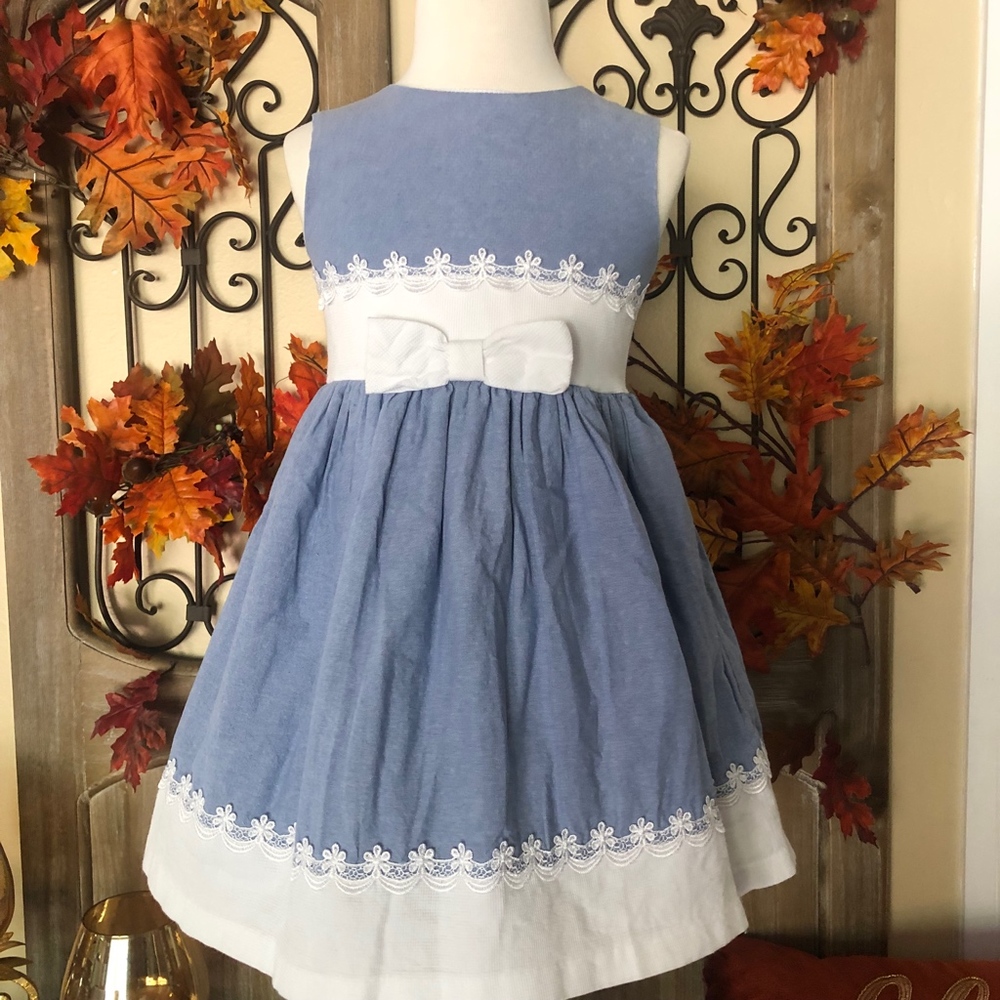 Rosenau| girls light blue with lace dress size 5